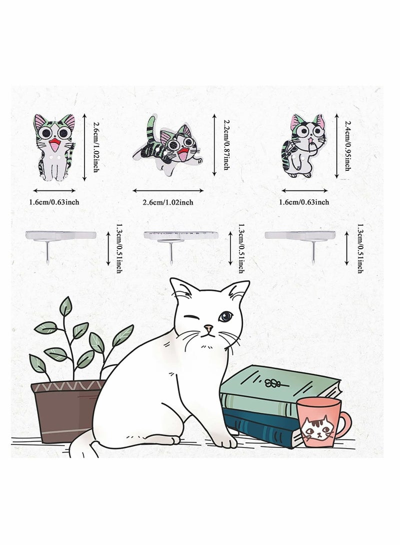 KASTWAVE Push Pins, 9Pcs Animal Cat Push Pins Small Wooden Thumb Tacks Steel Point Pushpin Wooden Head Map Pushpins Cartoon Cat Push Pins for Cork Bulletin Board,Fabric Marking,Crafts and Office Organization - Image 2