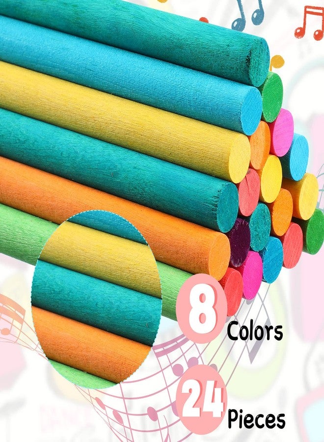 Yookeer يوكير 24 قطعة عصي إيقاع للأطفال بالجملة 12 بوصة عصي لومي خشبية ألعاب موسيقية 8 ألوان آلات موسيقية للأطفال البنات الأولاد toddlers فصل دراسي روضة أطفال إيقاع - Image 3