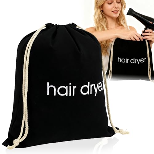 CHIAOJIHE Hair Dryer Bag Drawstring Blow Dryer Bag Hairdryer Bag for Travel and Bathroom, Hair Dryer Case, Dust Storage (Black) - Image 1