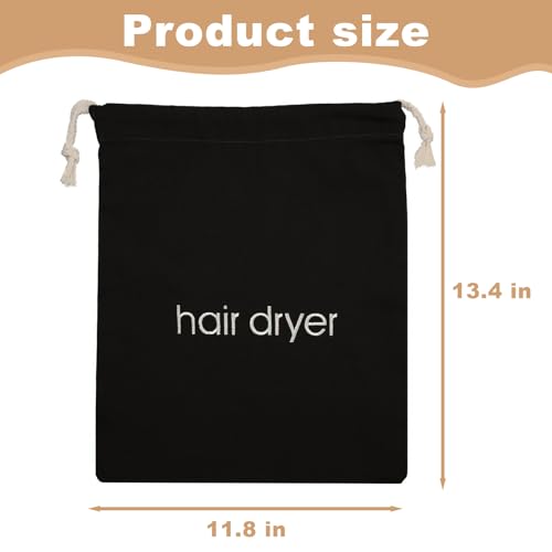CHIAOJIHE Hair Dryer Bag Drawstring Blow Dryer Bag Hairdryer Bag for Travel and Bathroom, Hair Dryer Case, Dust Storage (Black) - Image 2