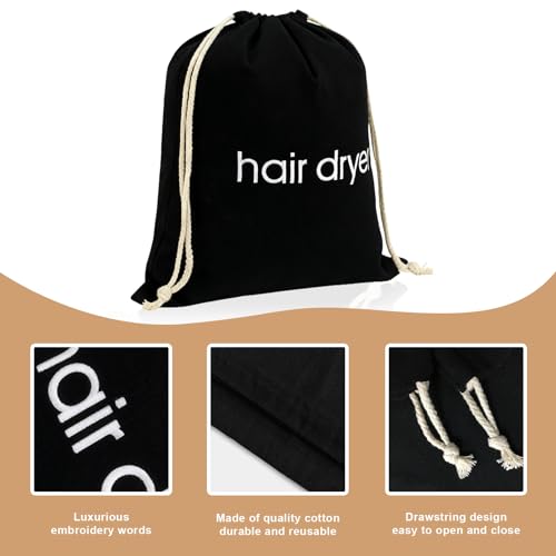 CHIAOJIHE Hair Dryer Bag Drawstring Blow Dryer Bag Hairdryer Bag for Travel and Bathroom, Hair Dryer Case, Dust Storage (Black) - Image 3