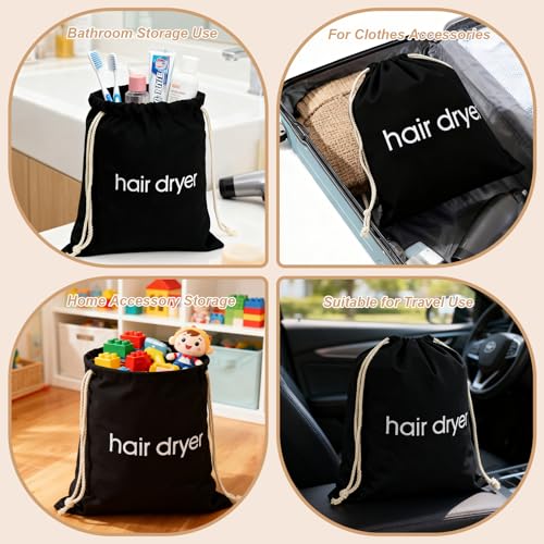 CHIAOJIHE Hair Dryer Bag Drawstring Blow Dryer Bag Hairdryer Bag for Travel and Bathroom, Hair Dryer Case, Dust Storage (Black) - Image 4