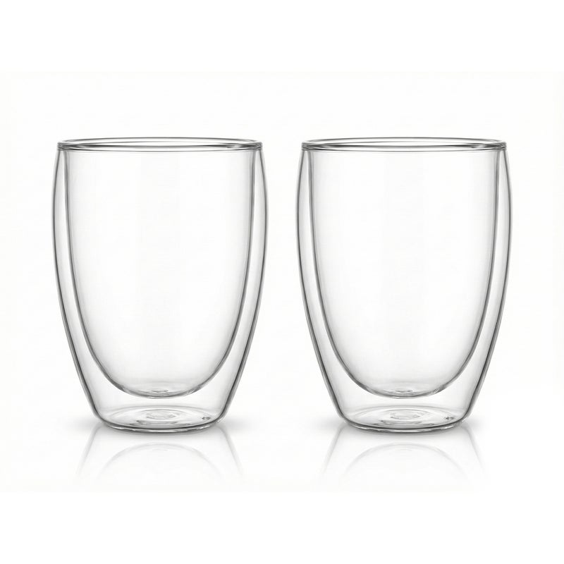 كويزين أرت طقم أكواب زجاجية مزدوجة الجدار من زجاج البورسليكات من كويزين آرت، سعة 350 مل، مكون من قطعتين | أكواب شفافة مقاومة للحرارة للشاي والقهوة واللاتيه | أواني زجاجية معزولة آمنة للاستخدام في الميكروويف وغسالة الصحون - Image 1