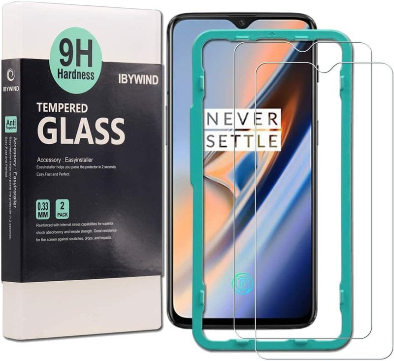 ايبيويند حامي شاشة لهاتف OnePlus 6T مقاس 6.4 بوصة، علبتان من الزجاج المقوى بصلابة 9H، مع فيلم ألياف كربون خلفي قطعة واحدة، سهل التركيب - Image 1