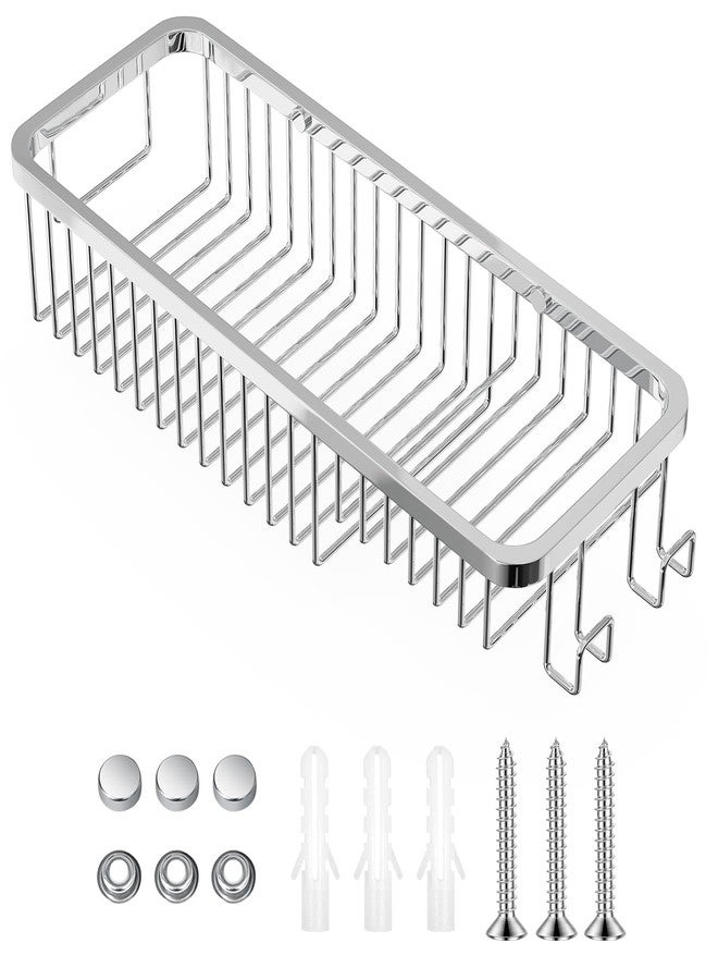 TENOVEL Wire Basket Wall Mount,Corner Shower Caddy 304 Stainless Steel,Bathroom Shower Organizer Soap Caddy,Polished Finish，Long Basket - Image 1