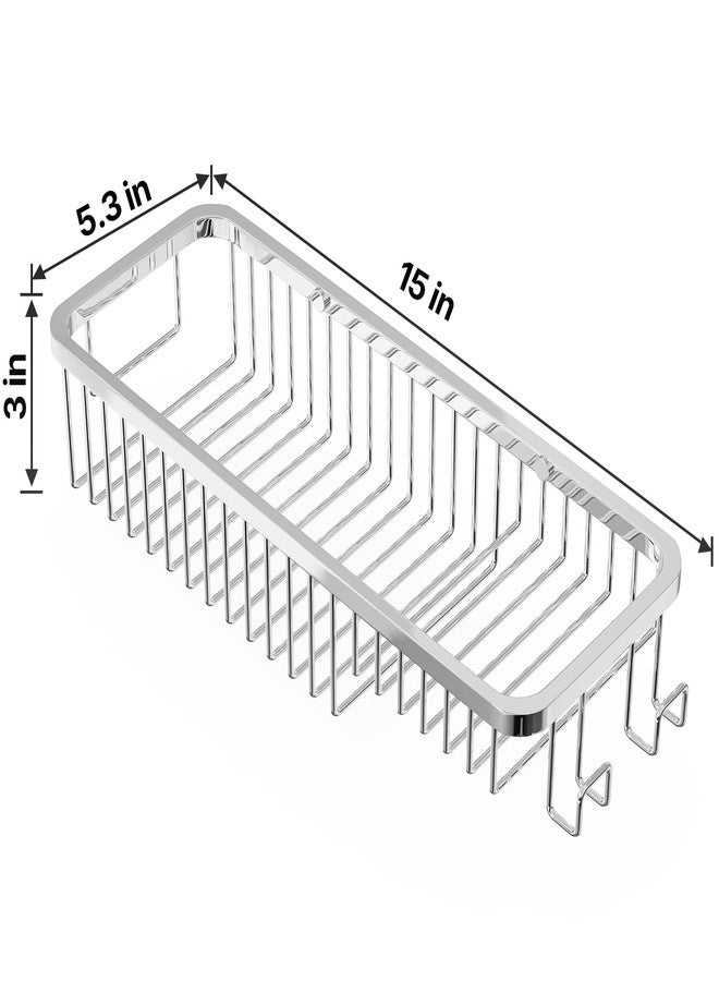TENOVEL Wire Basket Wall Mount,Corner Shower Caddy 304 Stainless Steel,Bathroom Shower Organizer Soap Caddy,Polished Finish，Long Basket - Image 2