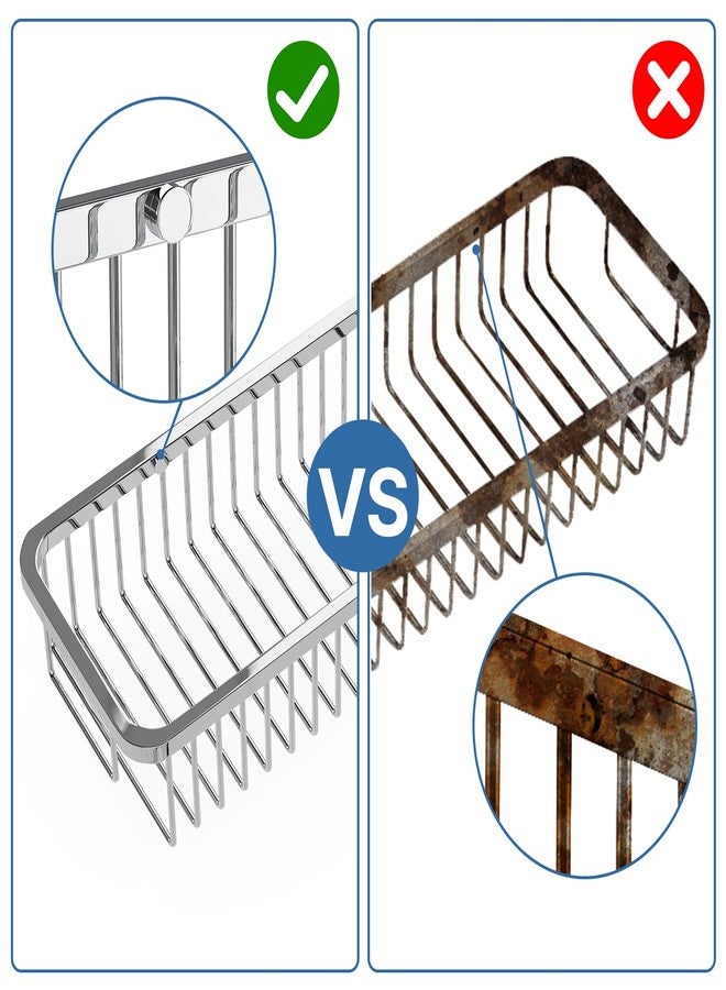 TENOVEL Wire Basket Wall Mount,Corner Shower Caddy 304 Stainless Steel,Bathroom Shower Organizer Soap Caddy,Polished Finish，Long Basket - Image 4