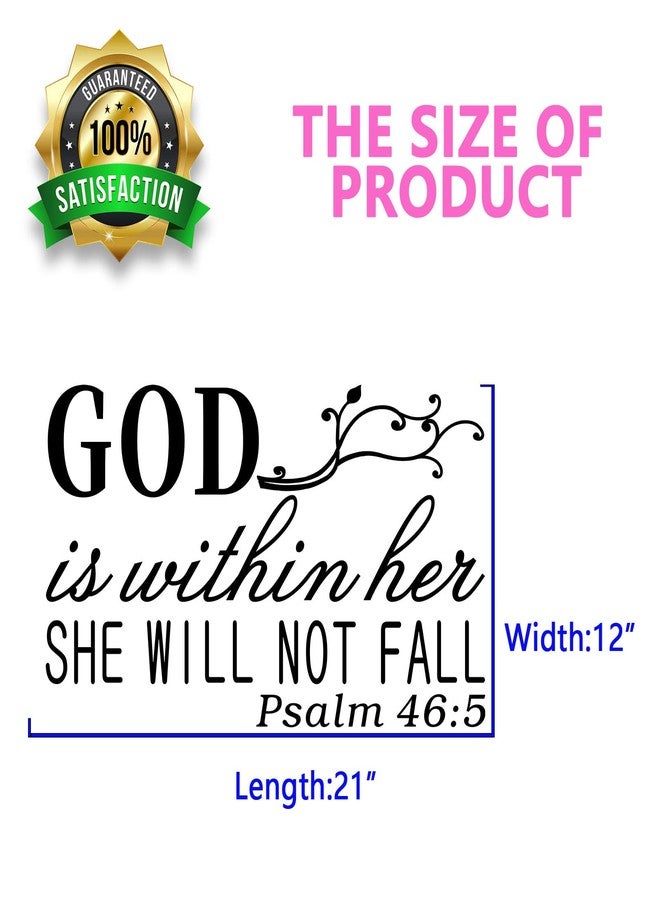SEATUNE Wall Decals for Women, Wall Decals for Bedroom, God Quotes Bible Verse Christian Religious Prayer Jesus Faith Positive Vinyl Art Decor Home Stickers God is Within Her She Will Not Fall 21"X12" - Image 4