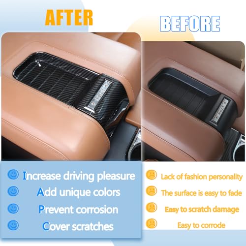 LLKUANG Center Console Armrest Box Storage Box Cover Slot Sticker Car Accessories for Toyota Tundra 2014-2021 ABS Plastic (Carbon Fiber Style) - Image 2