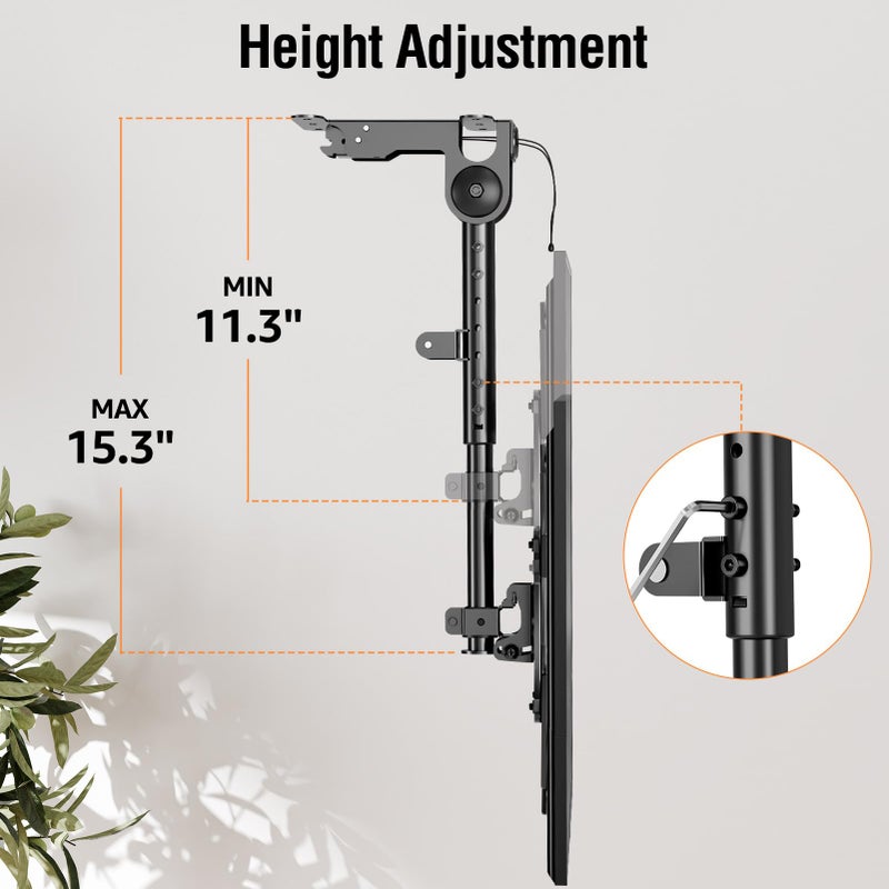 ELIVED Flip Down Ceiling TV Mount for Most 14-40 Inch TVs, Floding TV Mount for Flat and Pitched Roof, Height Adjustable Full Motion tv Bracket 360Â° Swivel, Max VESA 200x200mm, up to 22 Lbs, YD3030 - Image 3