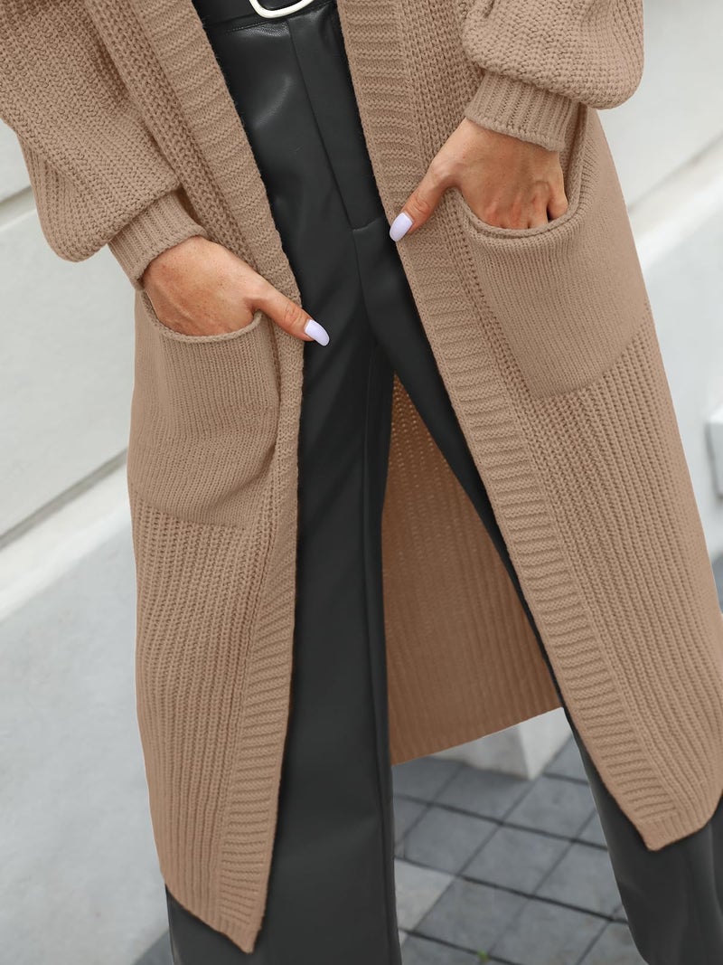 LILLUSORY Womens Long Cardigan Fall Sweater 2025 Plus Size Oversized Chunky Ribbed Cable Knit Cozy Coat Outfit Clothes Coatigan Jacket Fashion Trendy Winter Khaki S - Image 5
