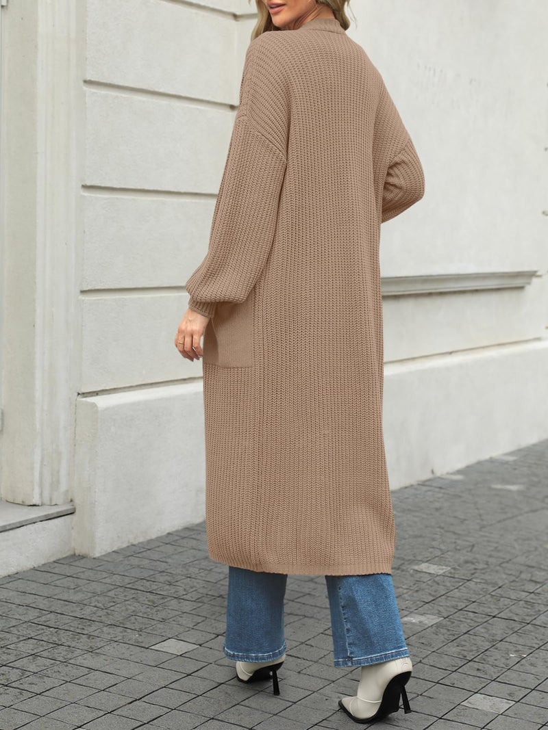 LILLUSORY Womens Long Cardigan Fall Sweater 2025 Plus Size Oversized Chunky Ribbed Cable Knit Cozy Coat Outfit Clothes Coatigan Jacket Fashion Trendy Winter Khaki S - Image 4