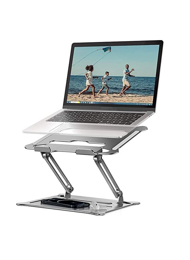 DUSALA Laptop Stand Foldable Laptop Holder with Heat Vent Ergonomic Portable Aluminum Computer Stand for Desk Adjustable Laptop Riser for MacBook Pro,Air Dell HP Lenovo - Image 1