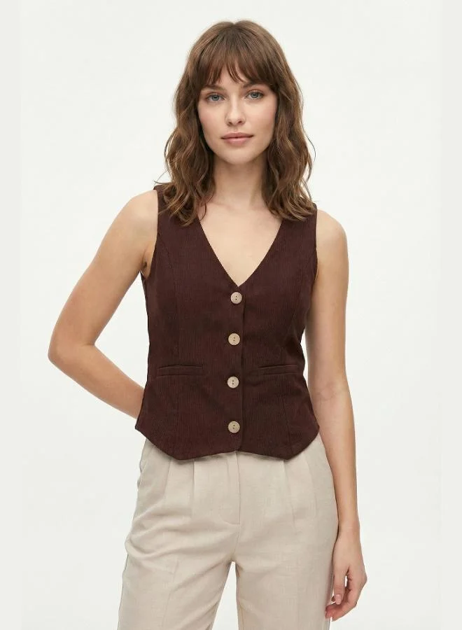 Lela  Lela Fittili Regular Fit V-Neck Buttoned Vest Women's VEST 5866559 for Women | Best Price UAE