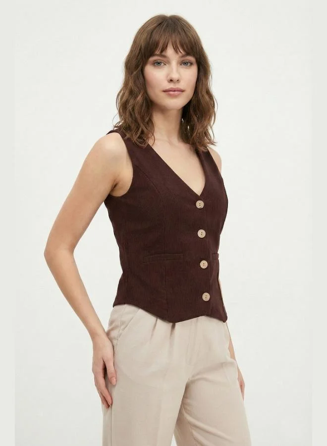 Lela  Lela Fittili Regular Fit V-Neck Buttoned Vest Women's VEST 5866559 for Women | Best Price UAE