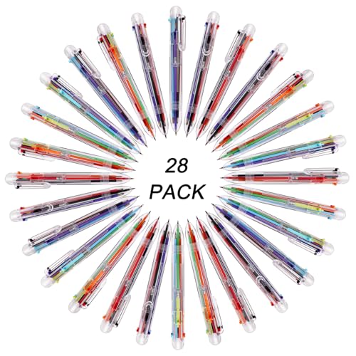 JPSOR 28 Pack Multicolor Pen, 0.5mm 6-in-1 Multicolor Ballpoint Pens, 6 Colors Retractable Ballpoint Pens for Office School Supplies Students Gift - Image 3