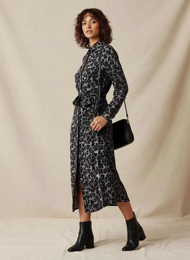 سبلاش فيڤ فستان قطن بطبعة حيوانات وحافة غير متساوية