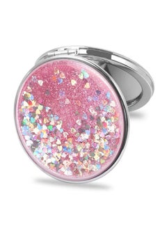 Y&D SYOSI Mini Makeup Mirror, Round Folding Compact Mirror Double-sided for Woman (Pink)  - Image 1