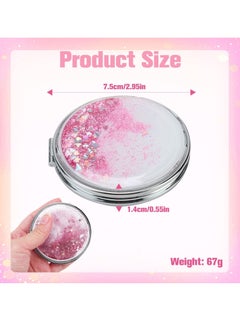 Y&D SYOSI Mini Makeup Mirror, Round Folding Compact Mirror Double-sided for Woman (Pink)  - Image 2