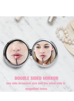 Y&D SYOSI Mini Makeup Mirror, Round Folding Compact Mirror Double-sided for Woman (Pink)  - Image 4