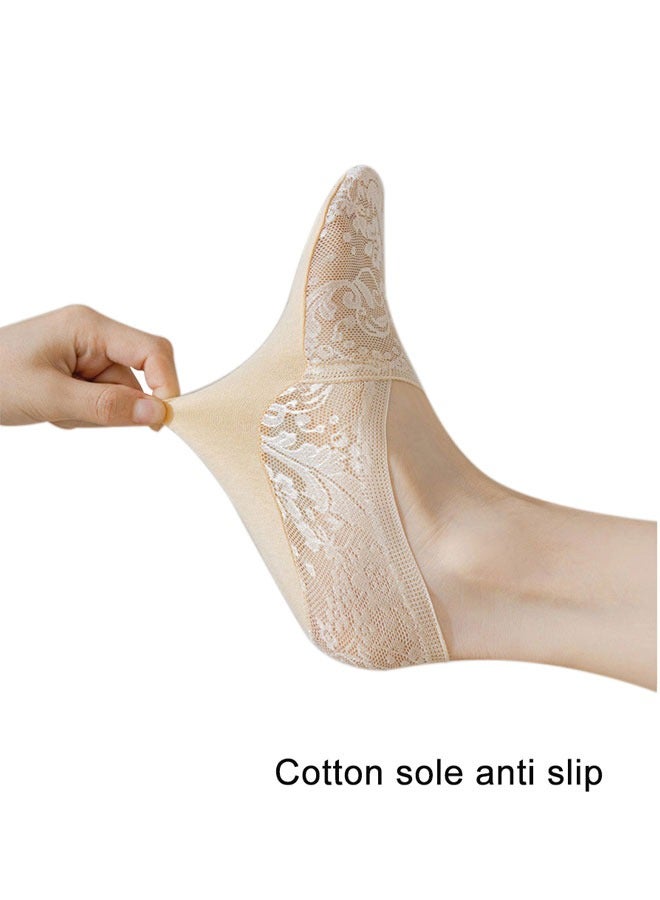 HAWAWA 6 Pairs Non-slip Ankle Socks Low Cut Flat Invisible Liner Socks Non Slip Lace Cotton Casual Boat Socks for High Heels Flats Women - Image 3