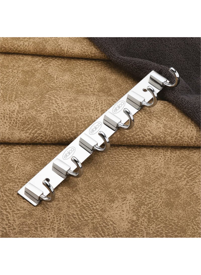 Etalica Hardware Etalica Hardware Stainless Steel Classy 6 Pin Cloth Hanger Door Wall Hooks Rail Set for Hanging Clothes Towel Pack of 4  - Image 2