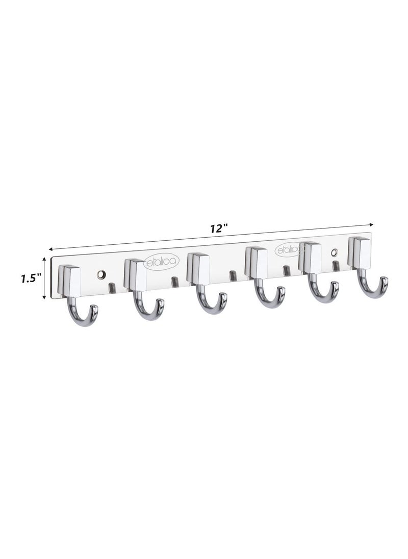 Etalica Hardware Etalica Hardware Stainless Steel Classy 6 Pin Cloth Hanger Door Wall Hooks Rail Set for Hanging Clothes Towel Pack of 4  - Image 4