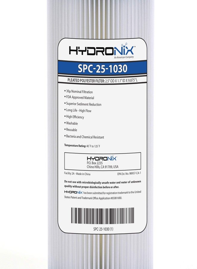 Hydronix HX-SPC-25-1030/3 Universal Whole House Sediment Pleated Water Filter Washable Reusable 2.5" x 10", 30 Micron 3 Pack, White - Image 2
