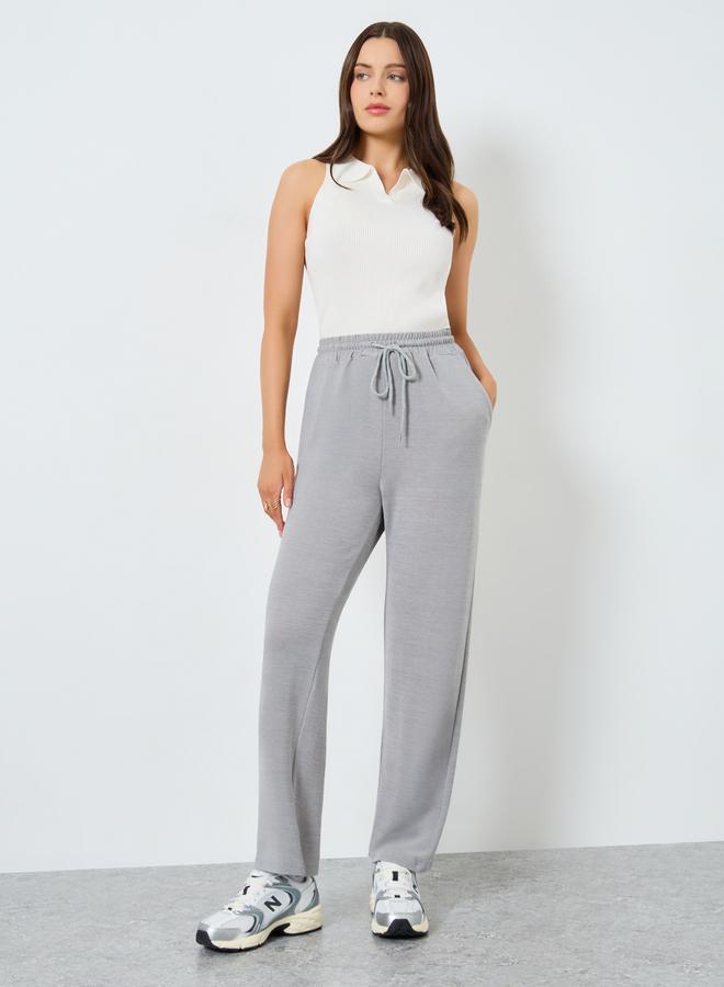 ستايلي بنطال محبوك سادة بأرجل واسعة - Image 1