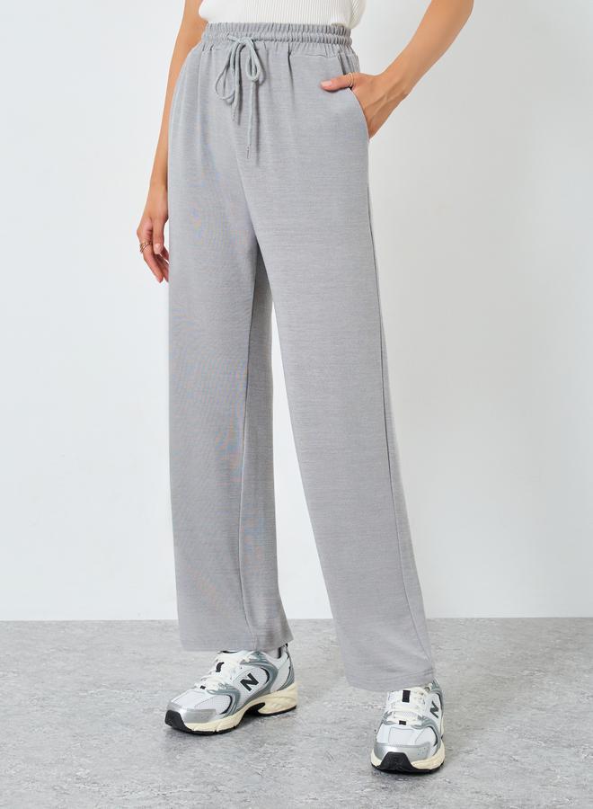 ستايلي بنطال محبوك سادة بأرجل واسعة - Image 2