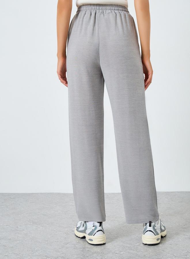 ستايلي بنطال محبوك سادة بأرجل واسعة - Image 4