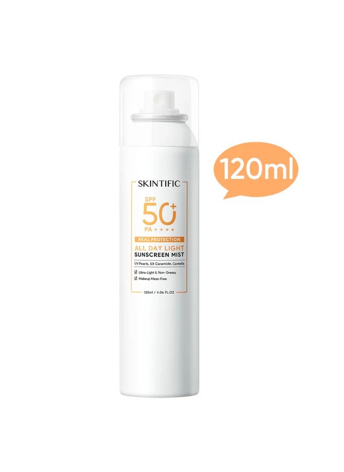 SKINTIFIC - All Day Light Sunscreen Mist SPF50 PA++++ Sunscreen 120ml - Image 1