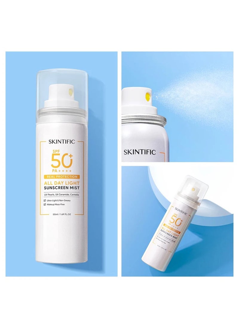 SKINTIFIC - All Day Light Sunscreen Mist SPF50 PA++++ Sunscreen 120ml - Image 1