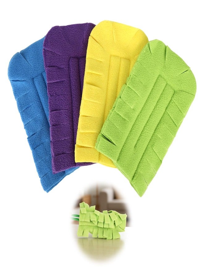 Penitue 4pcs Reusable Duster Refills, 4 Color 360° Washable Heavy Duty Fleece Dusting Pads Cleaning Pads Replacement Accessories for Ceiling Fan Window Blinds Kitchen Car Interior (Handle Not Included - Image 1