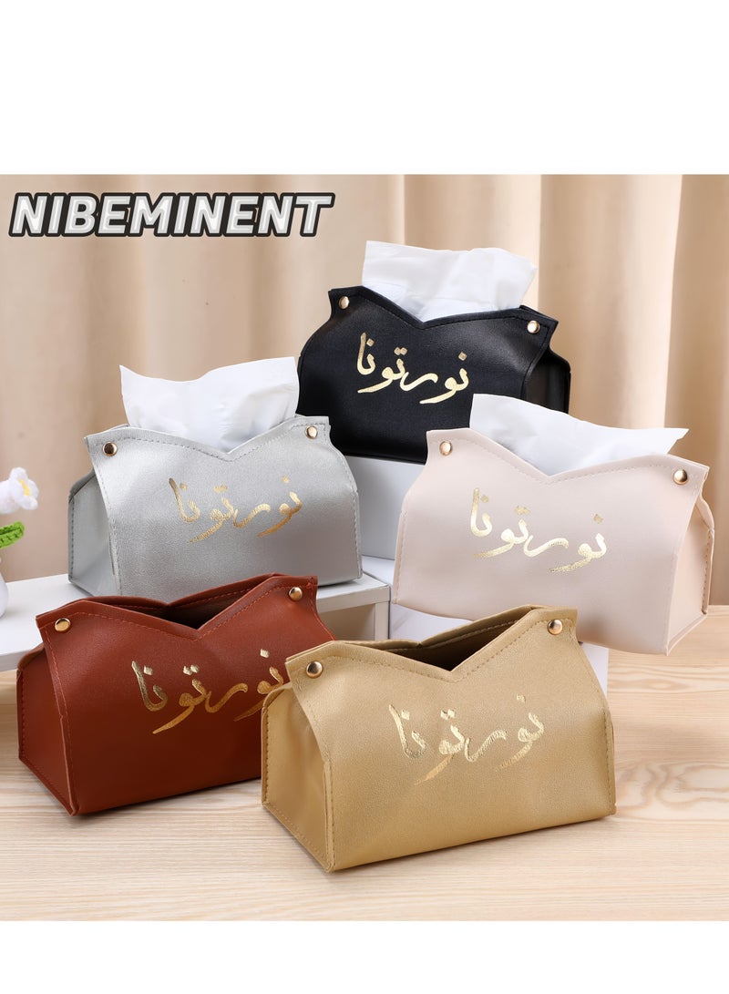 NIBEMINENT صندوق مناديل مزخرف بطباعة عربية بسيط وأنيق من الجلد الصناعي للتخزين والتزيين في المنزل، غرفة المعيشة، الفندق والسيارة - Image 2