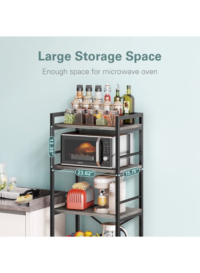 Denkee Denkee 5-Tier Bakers Rack for Kitchen with Storage, Industrial Microwave Stand Oven Shelf, Free Standing Kitchen Stand Storage Shelf (23.62 L x 15.75 W x 60.24 H, Grey)  - Image 2