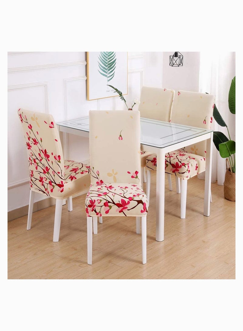 SYOSI Chair Covers Spandex Super Fit Stretch Parsons Removable Washable Kitchen Protector for Dining Room Hotel Ceremony Shili Peach Blossom 4 Pcs  - Image 2