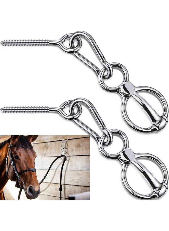 Dunzy 2 Sets Horse Tie Ring, Horse Tack and Supplies Horse Training Equipment Safe Horse Accessories with Eye Bolt, Tie Rings (Silver) - Image 1