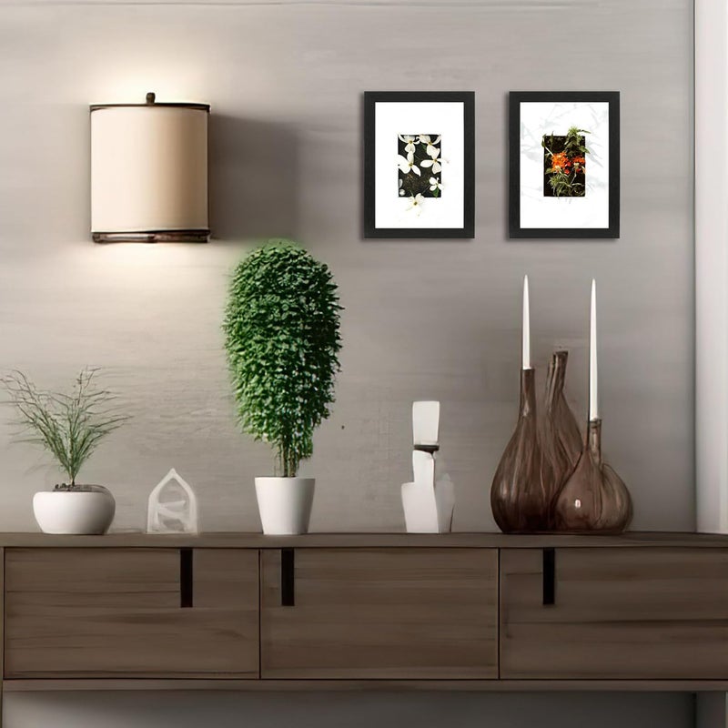 KAIWIN إطار صور KAIWIN 13 × 18 سم أسود مجموعة من 4 إطارات صور خشبية 5 × 7 بوصة إطار صور خشبي بزجاج أكريليك، إطار للطاولة والتركيب على الحائط وزن معتدل - Image 3