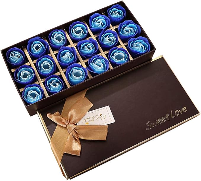 TEEROVA 18Pcs Rose Soap Flower Handmade Rose Scented Bath Soap Petals in Gift Box E - Image 1