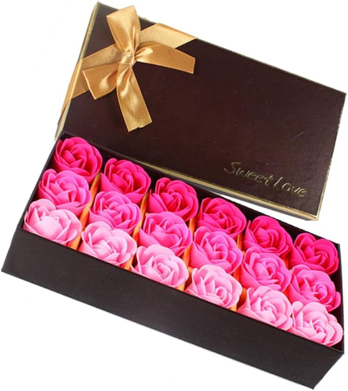 TEEROVA 18Pcs Rose Soap Flower Handmade Rose Scented Bath Soap Petals in Gift Box E - Image 5
