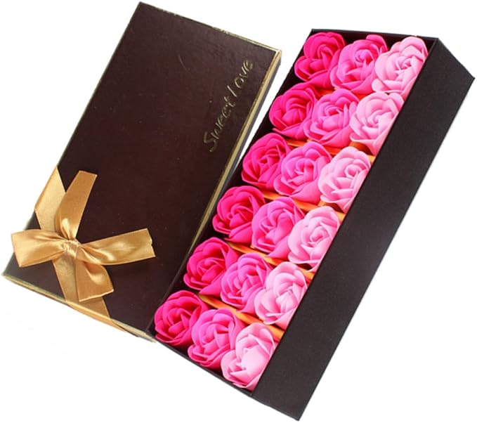 TEEROVA 18Pcs Rose Soap Flower Handmade Rose Scented Bath Soap Petals in Gift Box E - Image 4