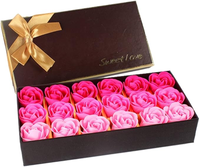 TEEROVA 18Pcs Rose Soap Flower Handmade Rose Scented Bath Soap Petals in Gift Box E - Image 3