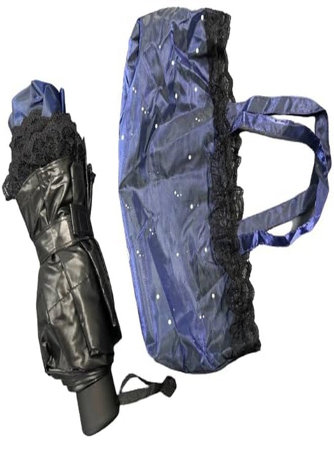 Portible Princess Umbrella with Lace Decoration for Women & Girls | Stylish Designer Folding Matching Carry Bag Elegant Multi-Color Rain Sun Protection Lightweight, Windproof Portable Travel - Image 3