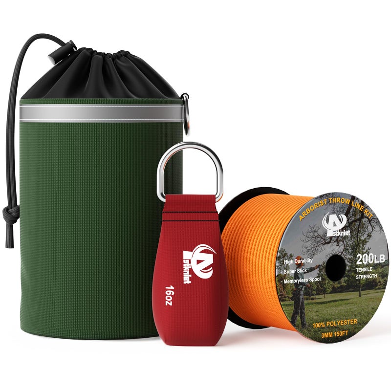 Aystkniet Arborist Throw Line Kit with Slick Rope & 16oz Throw Weight & Reflective Storage Bag, Polyester Throw Line and Reinforced Arborist Throw Ball Kit for High Limbs Trimming Cutting - Image 1