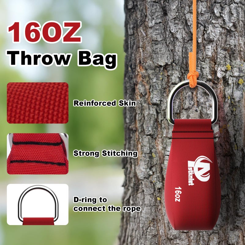 Aystkniet Arborist Throw Line Kit with Slick Rope & 16oz Throw Weight & Reflective Storage Bag, Polyester Throw Line and Reinforced Arborist Throw Ball Kit for High Limbs Trimming Cutting - Image 2