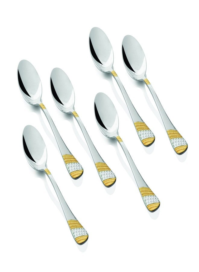 FnS Premium Stainless Steel Imperio 24 Karat Gold Plated Dessert Spoon Set - 6 Dessert Spoons, Elegant Design, Ideal for Home, Restaurant, and Kitchen, Gift Packaging - Image 1