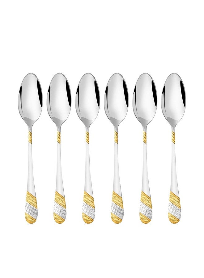 FnS Premium Stainless Steel Imperio 24 Karat Gold Plated Dessert Spoon Set - 6 Dessert Spoons, Elegant Design, Ideal for Home, Restaurant, and Kitchen, Gift Packaging - Image 3
