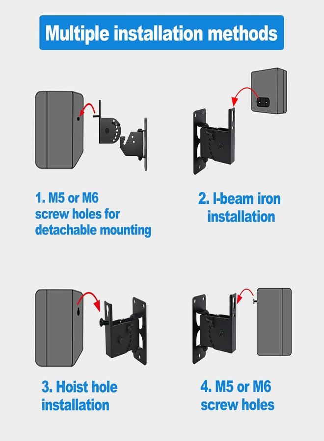 Howonder Speaker Wall Mount,Swivel & Tilt,All Metal Mount For Small Speakers，Hold Up To 30Lbs，Hd-618 (2Packs,Black) - Image 4