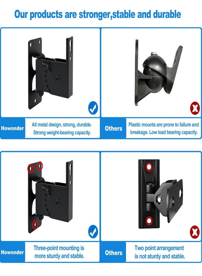Howonder Speaker Wall Mount,Swivel & Tilt,All Metal Mount For Small Speakers，Hold Up To 30Lbs，Hd-618 (2Packs,Black) - Image 3
